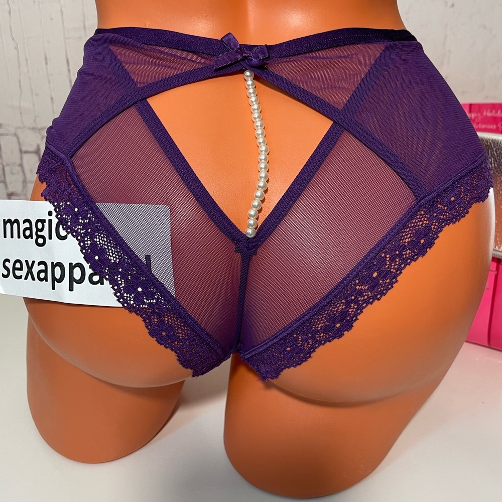 VS S L XL PEARL CUT OUT MESH CHEEKY PANTY STRAPPY